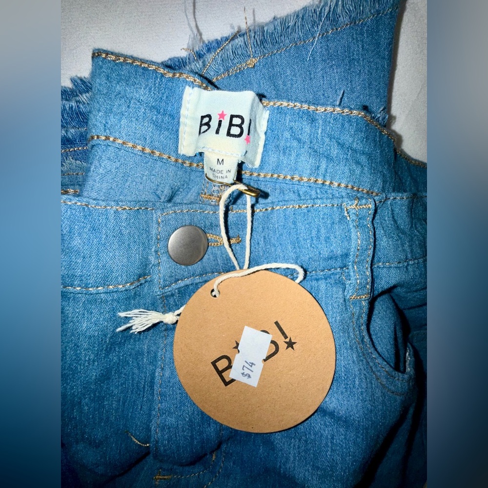 BiBi Blue Patchwork Flare Jeans NWT - image 3